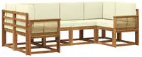 Outdoor-sofagarnitur 6 Pcs Natur Und Creme Massivholz Akazie Vidaxl
