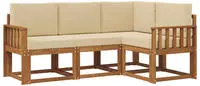 vidaXL Outdoor-Sofagarnitur mit Kissen 4 pcs Natur und Beige
