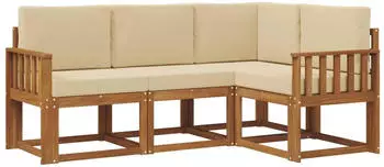 vidaXL Outdoor-Sofagarnitur mit Kissen, 4-tlg., Natur/Beige (3366321)