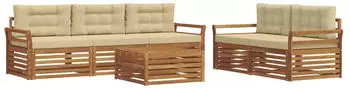 vidaXL Outdoor-Sofagarnitur mit Kissen 6-tlg. Natur und Beige (3373023)