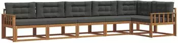 vidaXL Outdoor-Sofagarnitur mit Kissen 6-tlg. Natur/Anthrazit (3367645)
