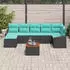 vidaXL Gartenlounge-Set mit Kissen 8-tlg. Poly-Rattan Schwarz (3347865)