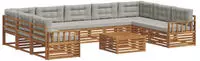 vidaXL Outdoor-Sofagarnitur mit Kissen 10 pcs Nat&uuml;rlich und Hellgrau