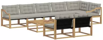 vidaXL Outdoor-Sofagarnitur 9-tlg. Wei&szlig;/Hellgrau 79x79x37cm (3388837)