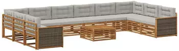 vidaXL Sofagarnitur mit Kissen 11-tlg Massivholz Akazie (3383919)