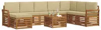 Outdoor-sofagarnitur 9 Pcs Natur Und Beige Massivholz Akazie Vidaxl