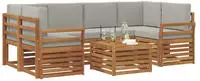 Outdoor-sofagarnitur Mit Kissen 7 Pcs Nat&uuml;rlich Und Hellgrau Vidaxl