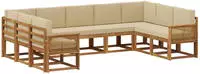vidaXL Outdoor-Sofagarnitur 9 pcs Natur und Beige Massivholz Akazie