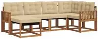 Vidaxl Outdoor Sofa Set With Cushion 6 Pcs Natural And Beige