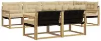 vidaXL Outdoor-Sofagarnitur mit Kissen 7 pcs Wei&szlig; und Beige