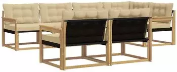 vidaXL Outdoor-Sofagarnitur mit Kissen, 7-tlg., wei&szlig; und beige (3388775)