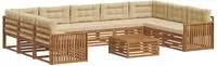 vidaXL Outdoor-Sofagarnitur 10 pcs Natur und Beige Massivholz Akazie