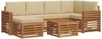 vidaXL Ecksofa Set mit Kissen 7 pcs Natur und Beige Massivholz Akazie