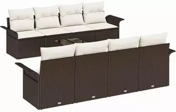 vidaXL Gartenlounge-Set 9-teilig, Poly-Rattan, braun (3345288)