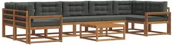 vidaXL Outdoor-Sofagarnitur mit Kissen, 8-tlg., natur/anthrazit (3367340)