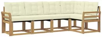 vidaXL Outdoor-Sofagarnitur mit Kissen, 5-tlg., wei&szlig; und creme (3389476)
