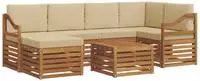 vidaXL Ecksofa Set mit Kissen 7 pcs Natur und Beige Massivholz Akazie