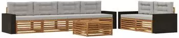 vidaXL Outdoor-Sofagarnitur 7-tlg. Polyester, natur und hellgrau (3383064)