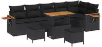 vidaXL Gartensofa-set 9 pcs Schwarz Poly-Rattan