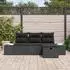 vidaXL Garten-Sofa-Set mit Kissen, 4-teilig, Poly-Rattan, schwarz (3360684)
