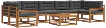 vidaXL Outdoor-Sofagarnitur mit Kissen, 8-tlg., natur/anthrazit (3367325)