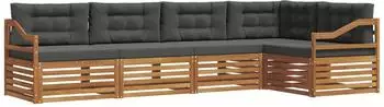 vidaXL Outdoor-Sofagarnitur mit Kissen, 5-tlg., natur/anthrazit (3373477)