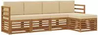 Vidaxl Outdoor Sofa Set With Cushion 5 Pcs Natural And Beige