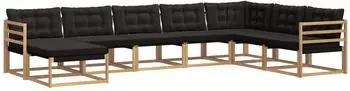 vidaXL Outdoor-Sofagarnitur mit Kissen, 8-tlg., wei&szlig; und schwarz (3388962)