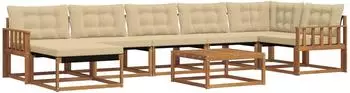 vidaXL Outdoor-Sofagarnitur 22-tlg. Akazienholz, natur/beige (3369696)