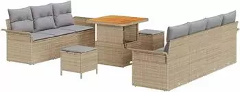 vidaXL Gartenlounge-Set 10-tlg. Poly-Rattan beige (3362097)