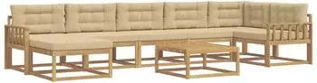 vidaXL Outdoor-Sofagarnitur 8-tlg., wei&szlig; und beige (3386792)