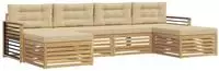 vidaXL Sofagarnituren 6 pcs Wei&szlig; und Beige Massivholz Akazie
