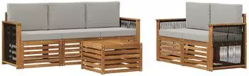 vidaXL Gartenlounge-Set mit Kissen, 6-tlg., Akazien-Massivholz (3384022)