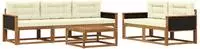 vidaXL Outdoor-Sofagarnitur mit Kissen 6 pcs Natur und Creme