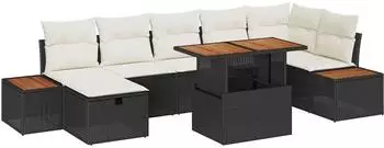vidaXL Gartenlounge-Set 8-tlg. schwarz Poly-Rattan (3361414)