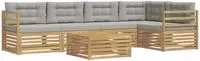 vidaXL Outdoor-Sofagarnitur 6 pcs Wei&szlig; und Hellgrau Polyester