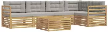 vidaXL Garten-Sofagarnitur 6-tlg., Polyester, wei&szlig;/hellgrau (3390506)