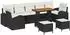 vidaXL Garten-Sofa-Set mit Kissen, 10-tlg., Poly Rattan/Akazie, schwarz (3364330)