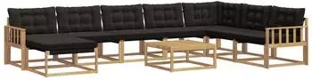 vidaXL Outdoor-Sofagarnitur 9-tlg. wei&szlig; und schwarz (3388994)