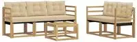 vidaXL Outdoor-Sofagarnitur mit Kissen 6 pcs Wei&szlig; und Beige