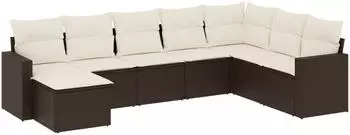 vidaXL Garten-Sofagarnitur 8-tlg. mit Kissen, Poly Rattan, braun (3251700)