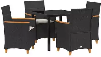 vidaXL Garten-Essgruppe 5-teilig, schwarz, Poly-Rattan (3381087)