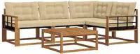 vidaXL Outdoor-Sofagarnitur mit Kissen 5 pcs Natur und Beige