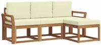 vidaXL Outdoor-Sofagarnitur mit Kissen 4 pcs Natur und Creme