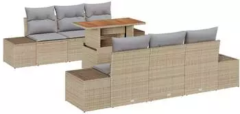 vidaXL Garten-Sofa-Set 7-tlg. beige Poly Rattan (3358646)