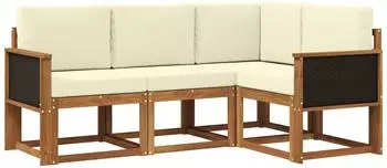 vidaXL Gartenlounge-Set 4-tlg., Polyester, natur und creme (3385161)