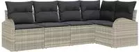 vidaXL Gartensofa-set 5 stk. Hellgrau Poly-Rattan