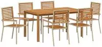 vidaXL Garten Essgruppe 7 pcs Beige Massivholz Akazie