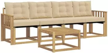 vidaXL Outdoor-Sofagarnitur mit Kissen, 5-tlg., wei&szlig; und beige (3389187)