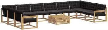vidaXL Outdoor-Sofagarnitur mit Kissen, 11-tlg., wei&szlig; und schwarz (3389134)
